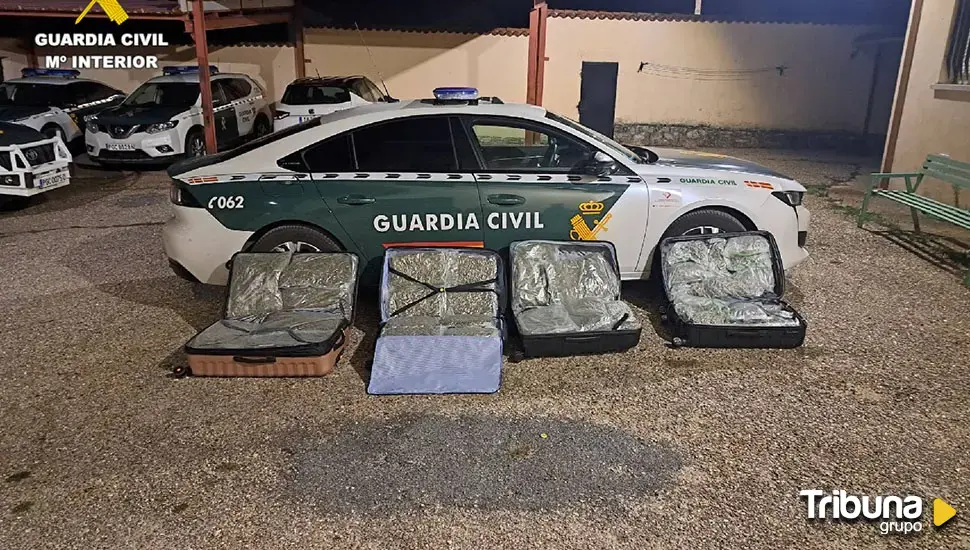 Tres detenidos en un autobús en la A-1 con 47 kilos de marihuana en sus maletas